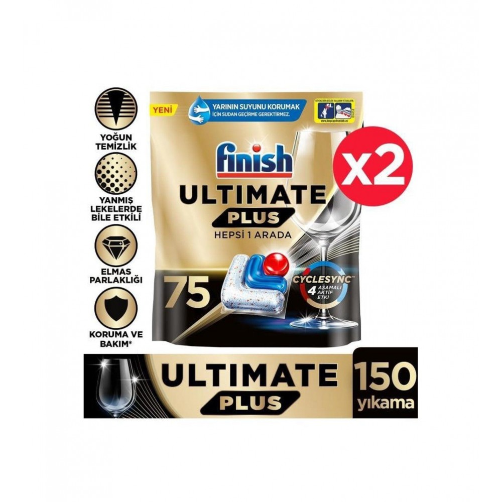 Finish Ultimate Plus Bulaşık Makinesi 75 x 2 Adet Finish Ultimate Plus Bulaşık Makinesi 75 x 2 Adet